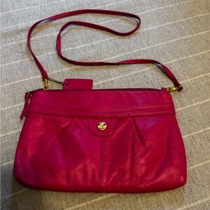 Vintage Hot Pink Leather Crossbody Bag